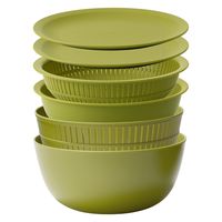 吉川国工業所 米とぎにも使えるザルとボウル（6点セット） ＬＢＫー10_Ｇｒ 1セット