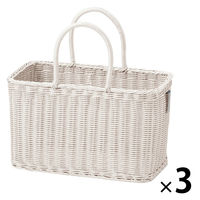 サンリツ KLEANE PLUS洗える抗菌素材の客室用湯かご L ホワイト 　1セット（3個）