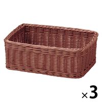 サンリツ KLEANE PLUS洗える抗菌素材のスクエアアメニティーバスケットS ブラウン 　1セット（3個）
