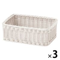 サンリツ KLEANE PLUS洗える抗菌素材のスクエアアメニティーバスケットS ホワイト 1セット（3個）