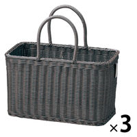 サンリツ KLEANE PLUS洗える抗菌素材の客室用湯かご L ダークグレー 　1セット（3個）