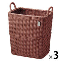 サンリツ KLEANE PLUS洗える抗菌素材の脱衣バスケット ブラウン 　1セット（3個）