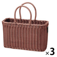 サンリツ KLEANE PLUS洗える抗菌素材の客室用湯かご S ブラウン 　1セット（3個）