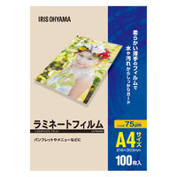 アイリスオーヤマ ラミネートフィルム A4 100枚入 75μ LZ-75A4100 1箱