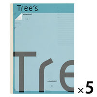 日本ノート Tree'sノート A4 PメモリB罫6mm 40枚 ライトブルー TRPBA4 1セット（1冊×5）