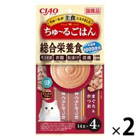 いなば CIAO チャオ ちゅ～るごはん 猫 総合栄養食 まぐろ＆かつお 国産（14g×4本）2袋 ちゅーる キャットフード 猫用 おやつ