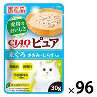 いなば CIAO チャオ ピュア まぐろ　ささみ・しらす入り 国産 30g 96袋 キャットフード ウェット パウチ