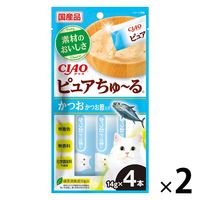 いなば CIAO チャオ ピュアちゅーる 猫 かつお かつお節入り 国産（14g×4本）2袋 ちゅ～る キャットフード ウェット 猫用 おやつ