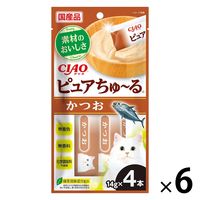 いなば CIAO チャオ ピュアちゅーる 猫 かつお 国産（14g×4本）6袋 ちゅ～る キャットフード ウェット 猫用 おやつ