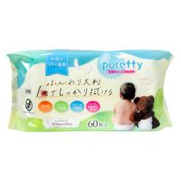 pureffy ふんわり大判1枚でしっかりふける あかちゃんのおしりふき 1P 日本製 1個（60枚入）昭和紙工