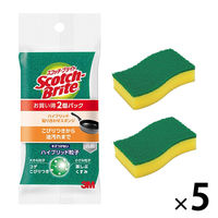 スリーエム（3M）スコッチブライト ハイブリッド貼り合わせスポンジ 抗菌 キッチン 食器 グリーン HBG-2PSM（2個入×5）