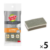 スリーエム（3M）スコッチブライト プレミアムスポンジ 抗菌 キッチン 油汚れ グレー KES-01KGY（1個入×5）