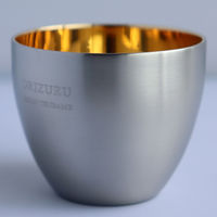 カンダ 18-8ステンレス二重構造 ORIZURU ぐい呑み(内面24金メッキ) 4560433025989 1個（直送品）