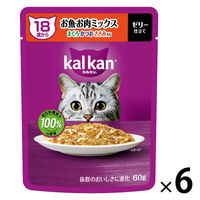 カルカン（kalkan）18歳から お魚・お肉ミックス まぐろ・かつお・ささみ入り ゼリー仕立て 60g 6袋 キャットフード