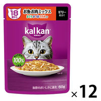 カルカン（kalkan）18歳から お魚・お肉ミックス まぐろ・かつお・ささみ入り ゼリー仕立て 60g 12袋 キャットフード