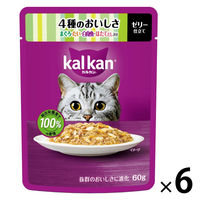 カルカン（kalkan）4種のおいしさ まぐろ・たい・白身魚・ほたてだし入り ゼリー仕立て 60g 6袋 キャットフード ウェット