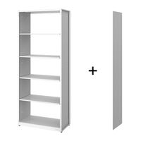 オカムラ ジャスタスラック　収納(エンド専用)横連結用 5段 幅750×奥行400×高さ1850ｍｍ ホワイト 1台 オリジナル