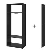 オカムラ ジャスタスラック　収納(エンド専用)横連結用ワードローブ 連結（エンド設置用） 幅750×奥行400×高さ1850ｍｍ ブラック 1台 オリジナル