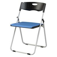 アイリスチトセ 水平スタッキング折りたたみチェア　トリプルクッションタイプ　ブルー/ブラック　1脚　パイプ椅子　折り畳みイス