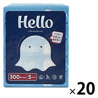 ティッシュペーパー Hello（ハロー）ソフトパックティシュ150組 ユニバーサル・ペーパー 1セット（1個（5パック）×20）