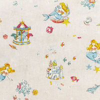 日本紐釦貿易(Nippon Chuko) 人魚姫 リストストーリーシリーズ プリント生地 シーチング ピンク 巾約108cm×1mカット C（直送品）