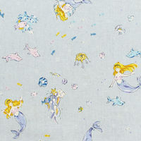 日本紐釦貿易(Nippon Chuko) 人魚姫 リストストーリーシリーズ プリント生地 シーチング グレー 巾約108cm×1mカット C（直送品）