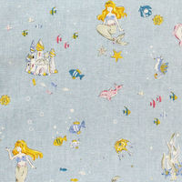 日本紐釦貿易(Nippon Chuko) 人魚姫 リストストーリーシリーズ プリント生地 シーチング ブルー 巾約108cm×1mカット C（直送品）