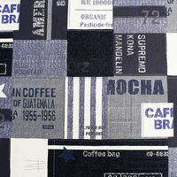 日本紐釦貿易(Nippon Chuko) キャンバス生地 CRAFT VILLAGE パッチワーク風 ブラック系 巾約110cm×8mカット（直送品）