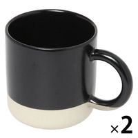 【LAKOLE/ラコレ】 美濃焼き塗分けマグカップ ブラック 1セット（1個×2）