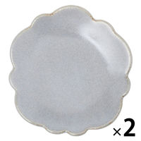 たたら作りレリーフ皿 グレー 1セット（1枚×2） LAKOLE/ラコレ