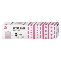 プラスプラス デザインジッパーバッグ ML 25×28cm ライン柄 保存袋 冷凍・レンジ解凍可 1箱（15枚入）オルディ