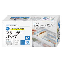 プラスプラス インデックス付 フリーザーバッグ M20×12.5×6cm マチ付 冷凍可 1箱（100枚入）オルディ