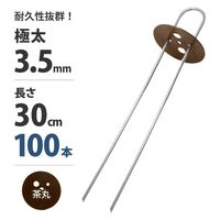 ミナト電機工業 Uピン杭+茶丸付き 30cm 100本セット mt-0024405 1個（直送品）
