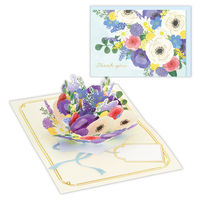 日本ホールマーク サンキュー グリーティングカード 立体箔ブルーフラワー 830045 1枚