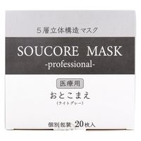 【業務用】5層立体SOUCORE MASK医療用 おとこまえLGY個別包装20枚 4573508630452 1箱(20枚入)（直送品）