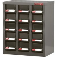 Shuter パーツキャビネット 3列5段(引出し色ブラック) A8V-315BK 1台 595-2337（直送品）