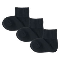 無印良品 キッズ 足なり直角 ショート丈靴下（３足組） キッズ１５～１９ｃｍ 黒 良品計画