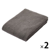 無印良品 カラーステッチパイル織りバスタオル ６０×１２０ｃｍ チャコール 1セット（1枚×2） 良品計画