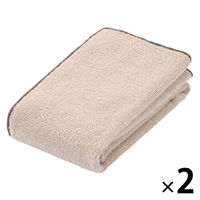 無印良品 カラーステッチパイル織りフェイスタオル ３４×８５ｃｍ ベージュ 1セット（1枚×2） 良品計画