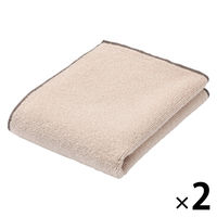 無印良品 カラーステッチパイル織りハンドタオル ３４×３５ｃｍ ベージュ 1セット（1枚×2） 良品計画