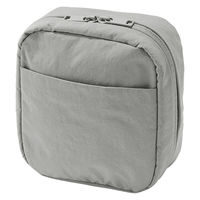 無印良品 リンクルナイロン 大きく開くスクエアポーチ グレー 約１４×１６×６ｃｍ 良品計画