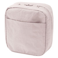 無印良品 リンクルナイロン 大きく開くスクエアポーチ ピンク 約１４×１６×６ｃｍ 良品計画