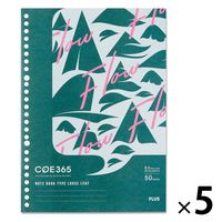 【アウトレット】【Goエシカル】プラス ノート型ルーズリーフ COE365 セミB5 ドット入罫線 50枚 緑×ピンク 1セット（5冊）
