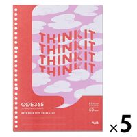 【アウトレット】【Goエシカル】プラス ノート型ルーズリーフ COE365 セミB5 ドット入罫線 50枚 赤×ピンク 1セット（5冊）
