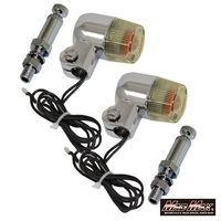 マッドマックス 丸形ミニヨーロピアンウインカー シルバー/黄ばみ M10×76mm取付ステー付き MM11-0072-LY 1セット(2個)（直送品）