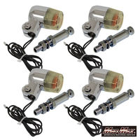 丸形ミニヨーロピアンウインカー シルバー/黄ばみ M10×76mm取付ステー付き MM11-0072-LY-2 1セット(4個)（直送品）