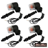 丸形ミニヨーロピアンウインカー ブラック/クリア M10×76mm取付ステー付き MM11-0073-CL-2 1セット(4個)（直送品）