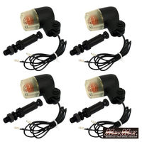 丸形ミニヨーロピアンウインカー ブラック/黄ばみ M10×76mm取付ステー付き MM11-0073-LY-2 1セット(4個)（直送品）