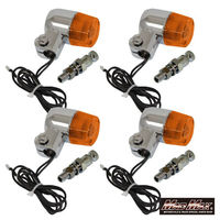 丸形ミニヨーロピアンウインカー シルバー/オレンジ M10×60mm取付ステー付 MM11-0074-OR-2 1セット(4個)（直送品）