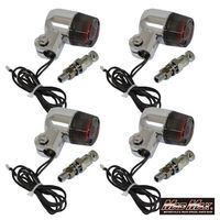 丸形ミニヨーロピアンウインカー シルバー/スモーク M10×60mm取付ステー付 MM11-0074-SM-2 1セット(4個)（直送品）